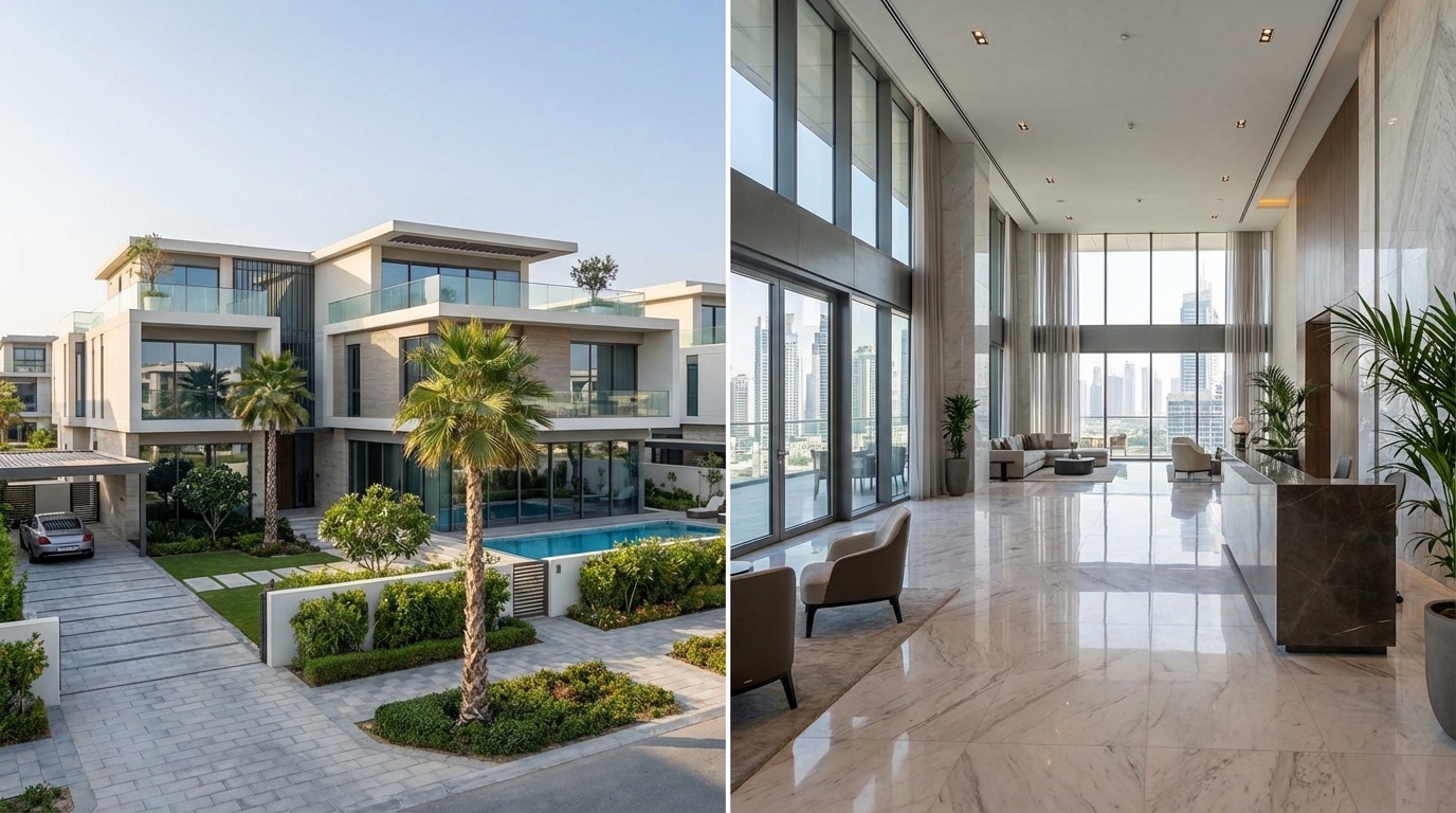 Dubai villa compared to apartment building for different maintenance needs