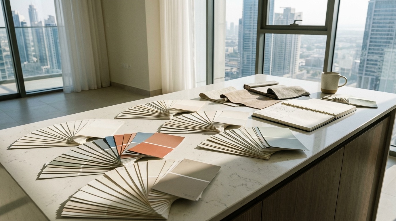 Paint swatches and colour samples for Dubai interiors